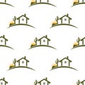 Desert home seamless pattern background. Royalty Free Stock Photo