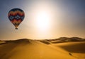 Desert and hot air balloon Landscape at Sunrise Royalty Free Stock Photo