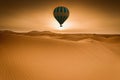 Desert and hot air balloon Landscape at Sunrise Royalty Free Stock Photo