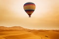 Desert and hot air balloon Landscape at Sunrise Royalty Free Stock Photo