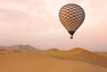 Desert and hot air balloon Landscape at Sunrise Royalty Free Stock Photo