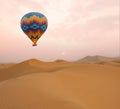 Desert and hot air balloon Landscape at Sunrise Royalty Free Stock Photo