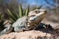 desert iguana basking in the sun, warming its cold-blooded body