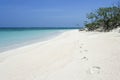 Desert island footprints beach background Royalty Free Stock Photo