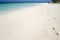 Desert island footprints tropical beach background Royalty Free Stock Photo