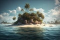 Desert island in the middle of the ocean. AI generated Royalty Free Stock Photo