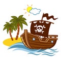 Desert Island Pirate Ship Royalty Free Stock Photo