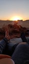 Desert jordan wadirum fire sunset Royalty Free Stock Photo