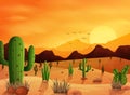 Desert landscape background with cactuses Royalty Free Stock Photo