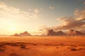 Desert landscape bathed in the warm glow of a. generative ai