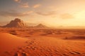 Desert landscape bathed in the warm glow of a. generative ai