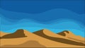 Desert landscape with blue sky and clouds. Vector illustration in flat style