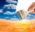 Desert landscape with brush Royalty Free Stock Photo