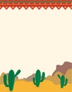 Desert landscape with cacti mexican themed background