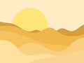 Desert landscape with dunes in a minimalist style. Yellow sun flat design. Boho decor for prints, posters and interior design Royalty Free Stock Photo