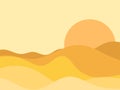 Desert landscape with dunes in a minimalist style. Yellow sun flat design. Boho decor for prints, posters and interior design Royalty Free Stock Photo