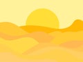 Desert landscape with dunes in a minimalist style. Yellow sun flat design. Boho decor for prints, posters and interior design. Mid Royalty Free Stock Photo