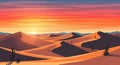 Desert landscape features rolling sand dunes under a vibrant Royalty Free Stock Photo