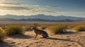 Desert Jackrabbit at Sunset in Mountainous Landscape Royalty Free Stock Photo