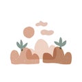 Desert landscape flat vector illustration Royalty Free Stock Photo