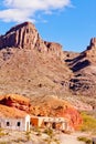 Desert landscape with historic adobe buildings Royalty Free Stock Photo