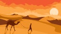 Desert landscape with man and camel desert wallpaper desert hill arabian landscape illustration