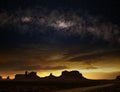 Desert landscape in Monument Valley under a starry twilight sky Royalty Free Stock Photo