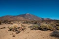 Desert landscape with mountain  background , Pico del Teide volcanic summit Royalty Free Stock Photo