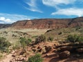 Desert landscape with mountain, sand, and brush Royalty Free Stock Photo