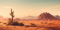 a desert landscape with mountains and bushes Royalty Free Stock Photo