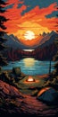 Retroperistalsis Camping Poster: Scenic River View At Sunset