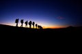 Desert landscape near Merzouga, small village in Morocco, known for its proximity to Erg Chebbi, tourists visiting Morocco, group Royalty Free Stock Photo