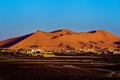 Desert landscape near Merzouga, small village in Morocco, known for its proximity to Erg Chebbi, tourists visiting Morocco, Royalty Free Stock Photo