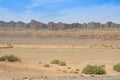 Desert landscape with rocks and geological formations on a hot summer day on the road from Kerman to Mashhad