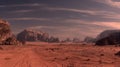 Epic Panoramic Landscape of Wadi Rum Desert, Jordan Royalty Free Stock Photo