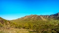 Desert landscape with Saguaro Cacti along the National Trail near the San Juan Trail Head in the mountains of South Mountain Park Royalty Free Stock Photo