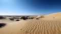 desert landscape with sand dunes and a clear blue sky two generative AI Royalty Free Stock Photo