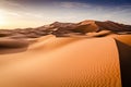 Desert landscape. Sand dunes of Erg Chebbi during sunrise. Sahara desert in Morocco Royalty Free Stock Photo