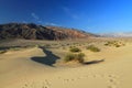 Death Valley National Park, Desert Landscape of Sand Dunes and Barren Panamint Mountains at Mesquite Flat, California, USA Royalty Free Stock Photo