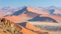 Panoramic View of Red Sand Dunes in Sossusvlei, Namib Desert Royalty Free Stock Photo