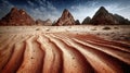 Majestic Desert Landscape with Red Sand Dunes and Rocky Mountains Royalty Free Stock Photo