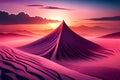 Desert landscape with sand dunes at sunset, sahara mountain view, nature wallpaper, illustration, generative ai Royalty Free Stock Photo