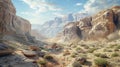 Desert landscape showing rocks and vegetation