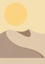 Desert landscape, sunny dunes illustration. Earth tones