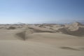 Desert landscape with vast sand dunes in the horizon. Huacachina, Peru.