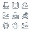 desert line icons. linear set. quality vector line set such as desert, cactus, hot, scorpion, drought, oasis, mountain, rug