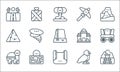 Desert line icons. linear set. quality vector line set such as mine, rug, turtle, eagle, drought, pyramid, building, pick, canteen