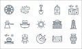 desert line icons. linear set. quality vector line set such as vase, moon, mine, treasure map, beetle, coffee, house, sun cream,