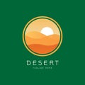 Desert Logo Design Template. Mountain hill with sunshine illustration.