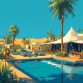 Desert Luxury Inn with Pool and Tent Royalty Free Stock Photo